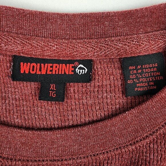 Wolverine Shirt Mens XL Pullover Long Sleeve Thermal Burgundy Red - Picture 3 of 7